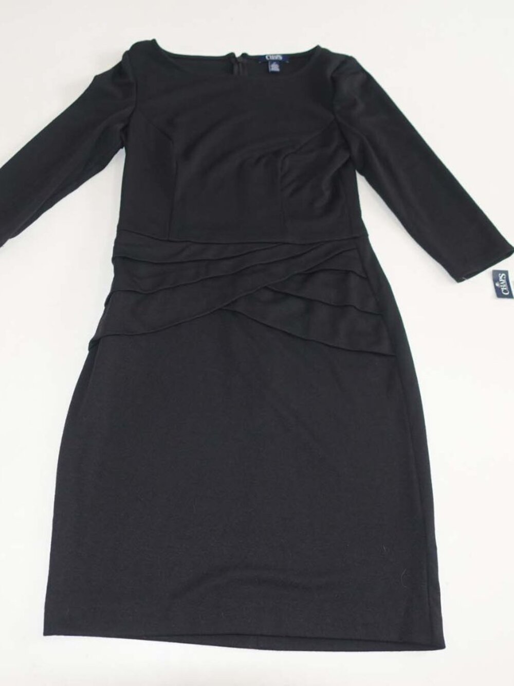 Chaps Women's Sheath Dress Size 6 Petite NWT 3/4 Sleeves Black Above Knee 6P